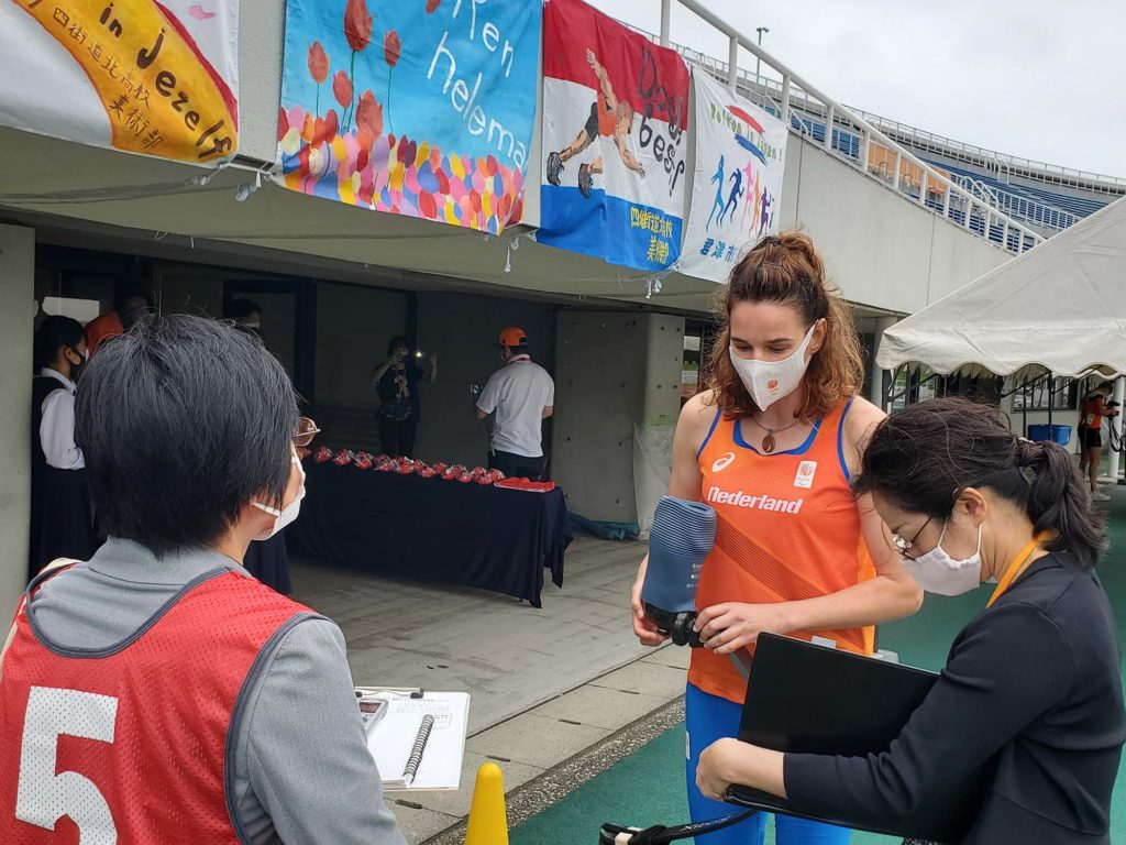 Talking to the Japanese media at Pre-Camp Chiba